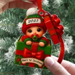Personalized Baby Girl 1st Christmas Ornament - Baby Boy or Girl First Xmas Acrylic Decoration - Custom Unisex Holiday Keepsake - Newborn Gift 2025 - Image 2