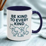 Be Kind Vegan Mug – Animal Lover Coffee Cup with “Be Kind to Every Kind” Design