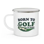 Born to Golf Enamel Camping Mug - Image 3