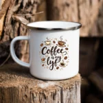 Coffee Is My Lyf Enamel Camping Mug - Image 4