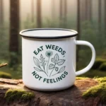 Eat Weeds Not Feelings Botanical Enamel Mug