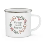 Forage Feast Repeat Enamel Mug – Minimalist Mushroom & Berry Design - Image 7