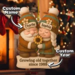Personalized Gnome Couple Christmas Ornament - Growing Old Together Acrylic Keepsake - Anniversary Gift for Couples - Him and Her Holiday Gift - Image 5