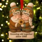 Personalized Gnome Couple Christmas Ornament - Growing Old Together Acrylic Keepsake - Anniversary Gift for Couples - Him and Her Holiday Gift