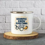 Grandpas Know Everything Enamel Camping Mug - Image 4