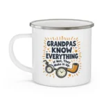 Grandpas Know Everything Enamel Camping Mug - Image 3
