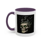 Halloween Skull Mug – Spooky Coffee Cup with Green Eyes & Bats - Image 26