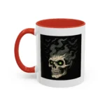 Halloween Skull Mug – Spooky Coffee Cup with Green Eyes & Bats - Image 10