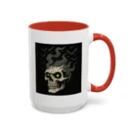 Halloween Skull Mug – Spooky Coffee Cup with Green Eyes & Bats - Image 42