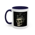 Halloween Skull Mug – Spooky Coffee Cup with Green Eyes & Bats - Image 6