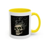 Halloween Skull Mug – Spooky Coffee Cup with Green Eyes & Bats - Image 27