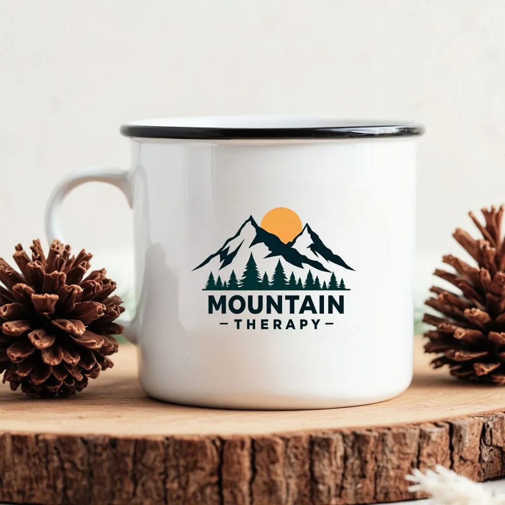 Mountain Therapy Enamel Camping Mug Mountain Therapy Enamel Camping Mug - Image 1