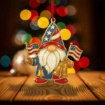 Custom Patriotic Gnome Ornament 2025 - Personalized Acrylic Christmas Tree Decoration - Americana 4th of July Holiday Decor - Family Gift Idea - Image 3