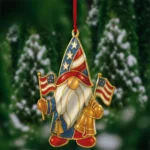 Custom Patriotic Gnome Ornament 2025 - Personalized Acrylic Christmas Tree Decoration - Americana 4th of July Holiday Decor - Family Gift Idea - Image 5