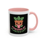 Powered by Plants and Love Mug – Cute Vegan Coffee Cup with Plant Pot Design - Image 7