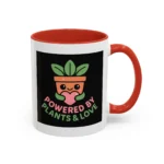 Powered by Plants and Love Mug – Cute Vegan Coffee Cup with Plant Pot Design - Image 9