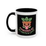 Powered by Plants and Love Mug – Cute Vegan Coffee Cup with Plant Pot Design - Image 4