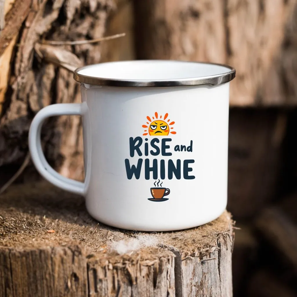 Rise and Whine Enamel Camping Mug | Mug | Mug Spot USA Rise and Whine Enamel Camping Mug - Image 1