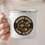 Wander Often Camp Always Enamel Camping Mug